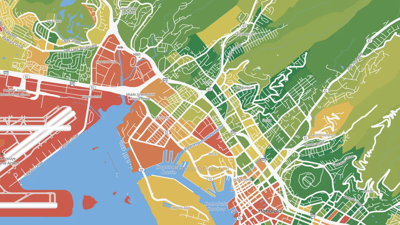 Kalihi-Palama, Honolulu, HI Map of Drug-Related Crime Rates