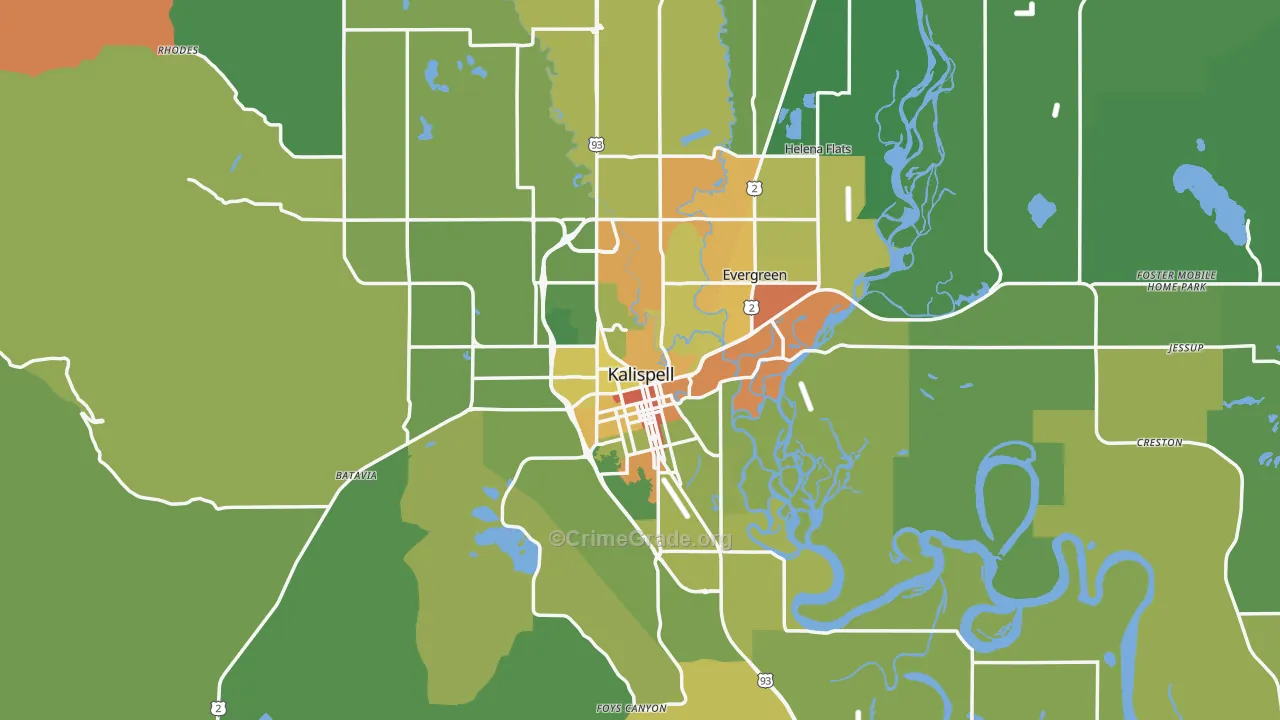 Kalispell, MT Map of Drug-Related Crime Rates