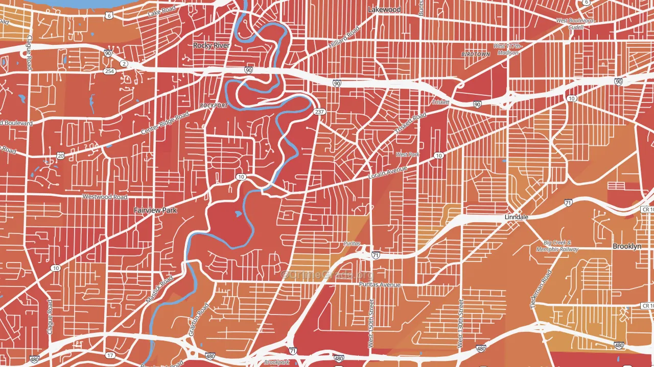 Kamms Corner, Cleveland, OH Map of Drug-Related Crime Rates