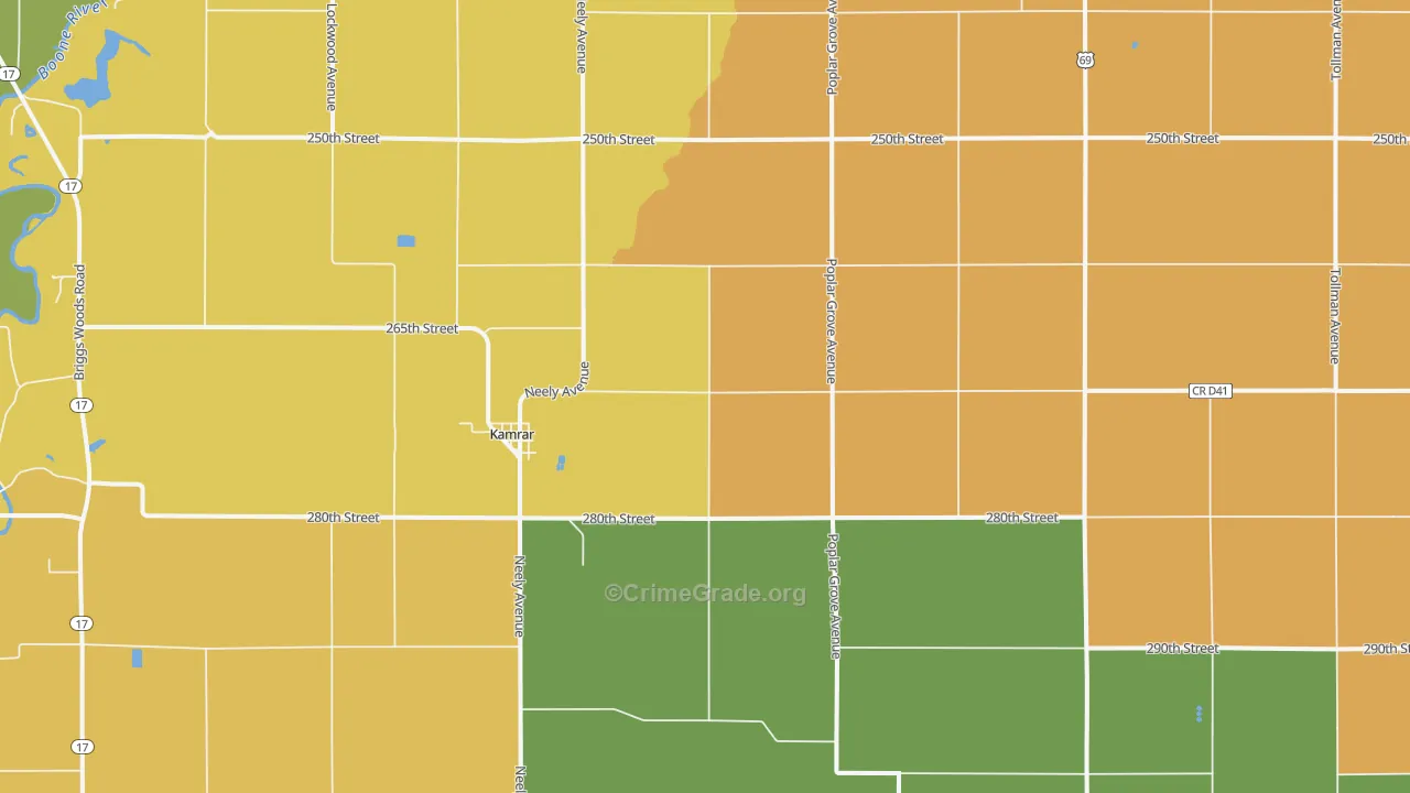 Kamrar, IA Map of Drug-Related Crime Rates