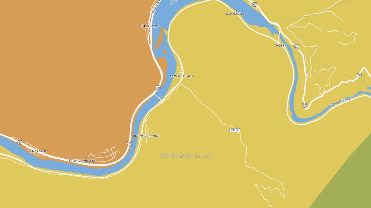 Kanawha Falls, WV Map of Drug-Related Crime Rates