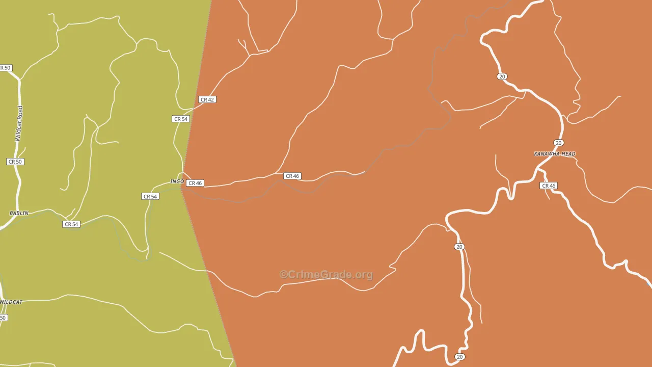 Kanawha Head, WV Map of Drug-Related Crime Rates