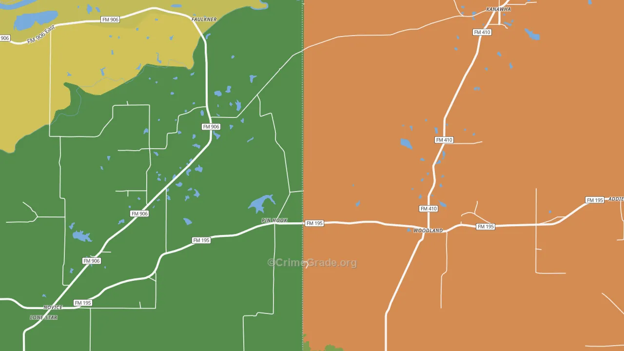 Kanawha, TX Map of Drug-Related Crime Rates