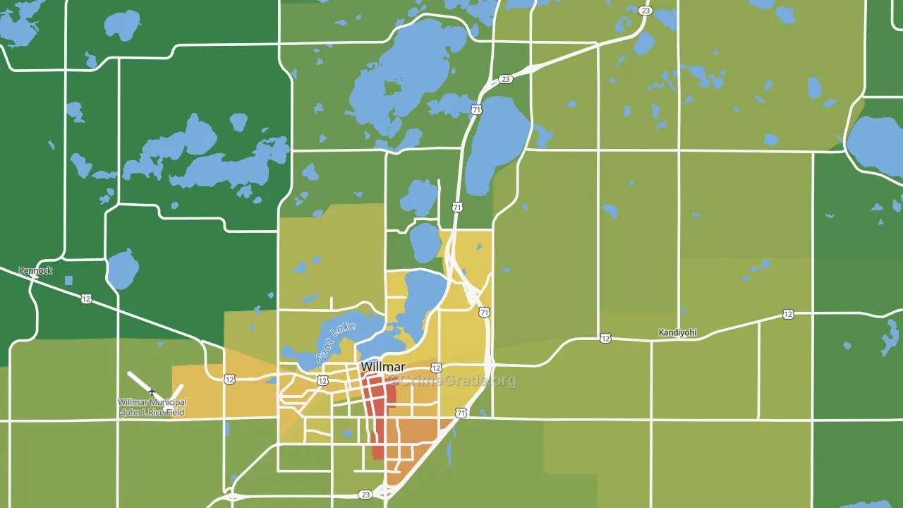 Kandiyohi County, MN Map of Drug-Related Crime Rates
