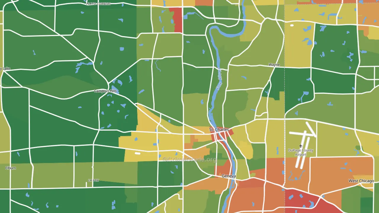 Kane County, IL Map of Drug-Related Crime Rates