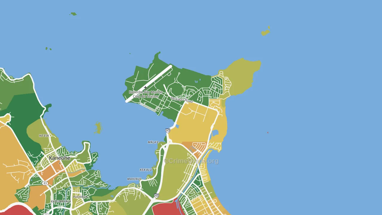 Kaneohe Bay, HI Map of Drug-Related Crime Rates