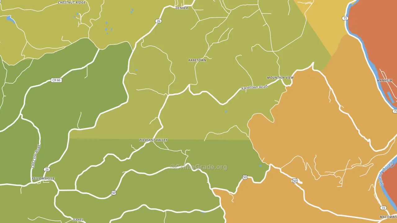 Kanetown, WV Map of Drug-Related Crime Rates