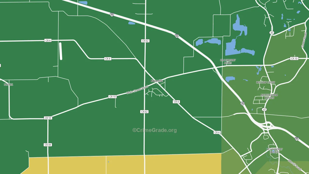 Kaneville, IL Map of Drug-Related Crime Rates