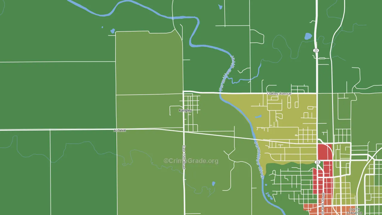 Kangley, IL Map of Drug-Related Crime Rates
