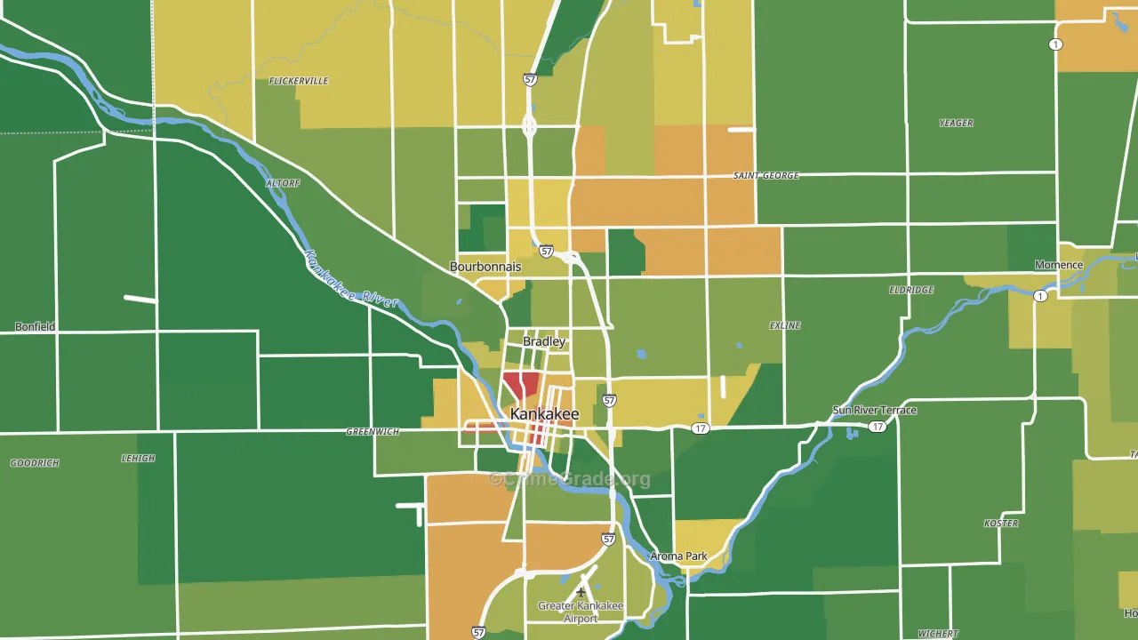 Kankakee County, IL Map of Drug-Related Crime Rates