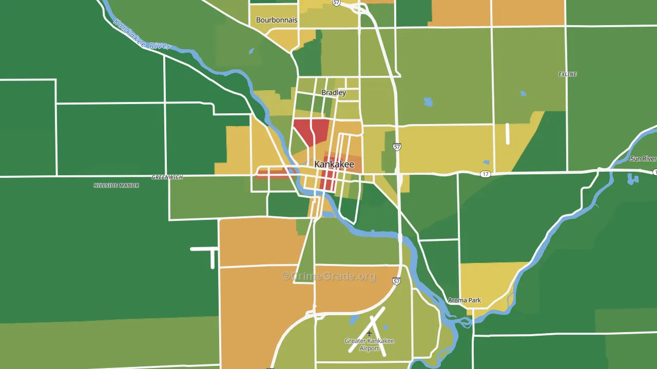 Kankakee, IL Map of Drug-Related Crime Rates