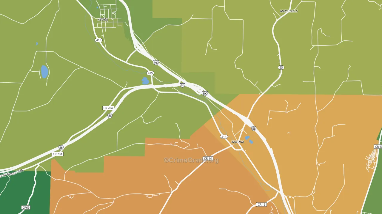 Kanona, NY Map of Drug-Related Crime Rates