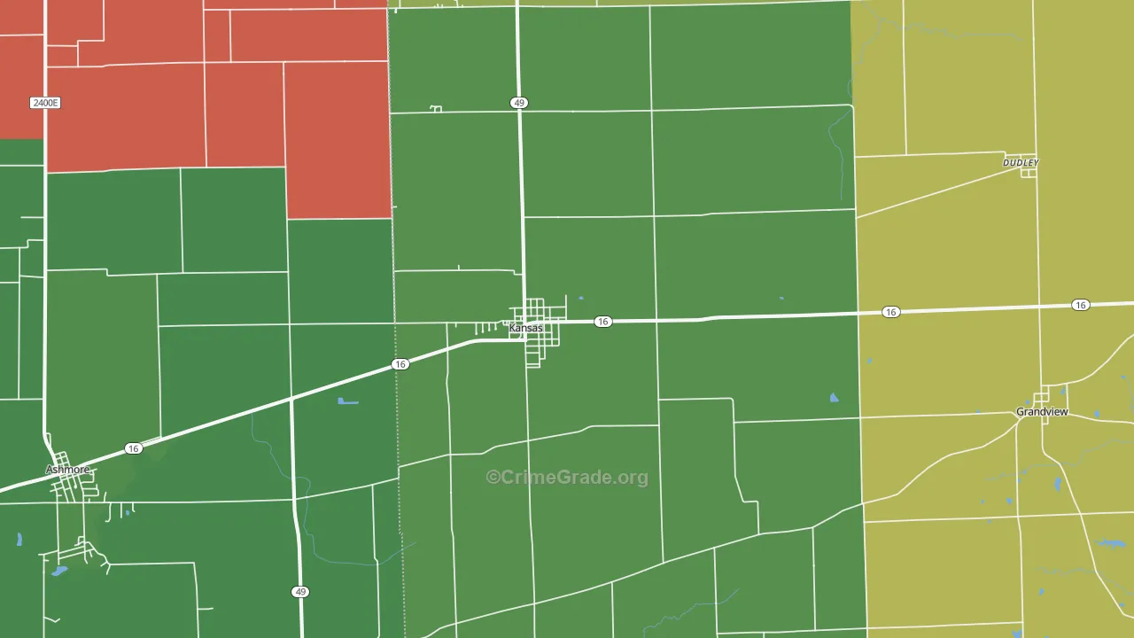 Kansas, IL Map of Drug-Related Crime Rates
