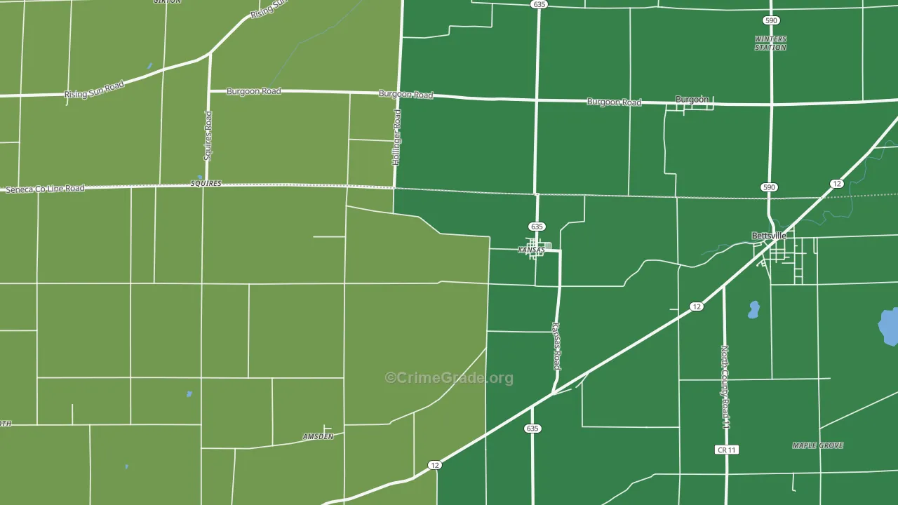 Kansas, OH Map of Drug-Related Crime Rates