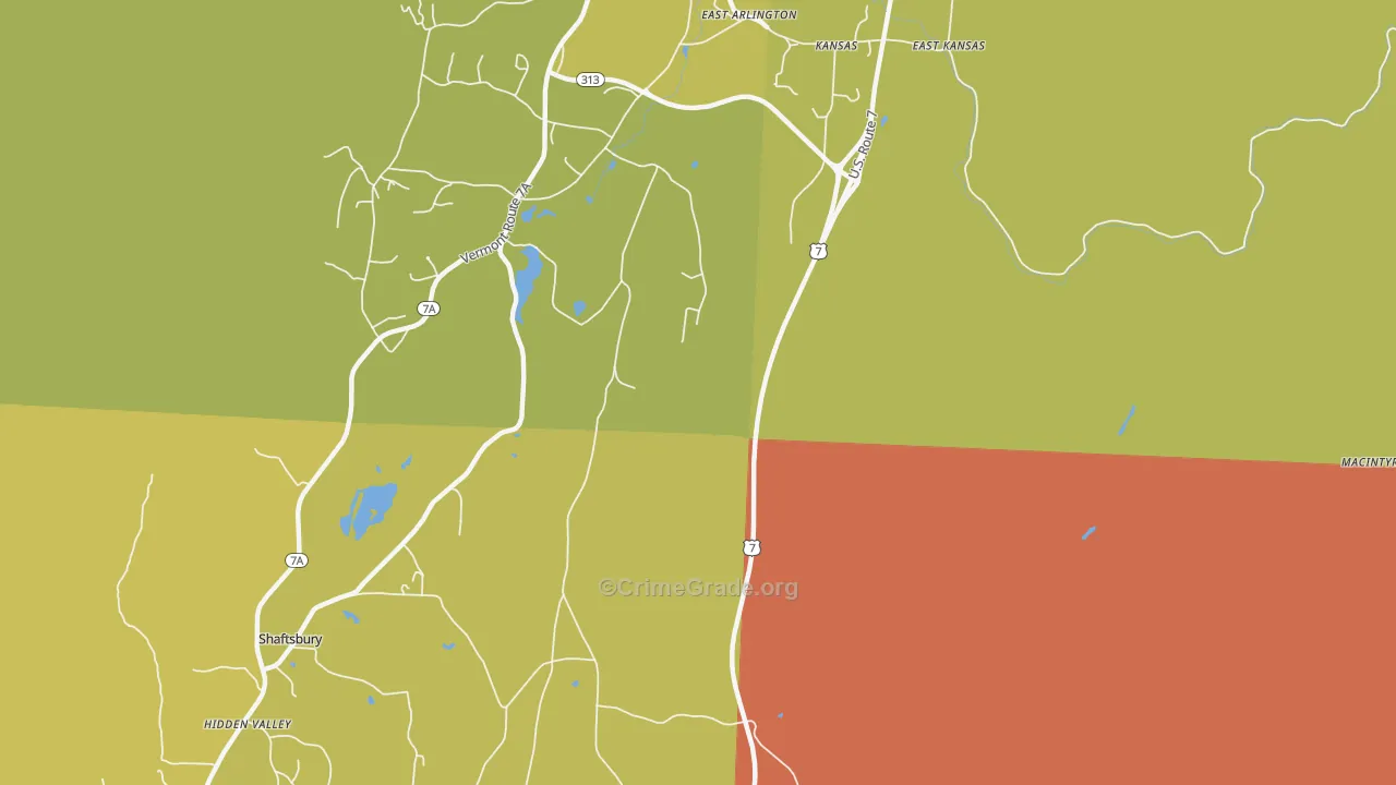 Kansas, VT Map of Drug-Related Crime Rates