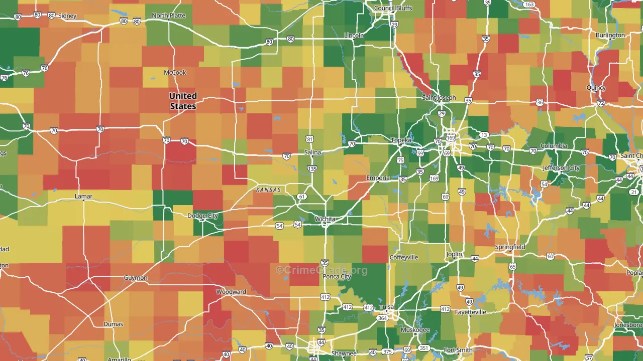 Kansas Map of Drug-Related Crime Rates