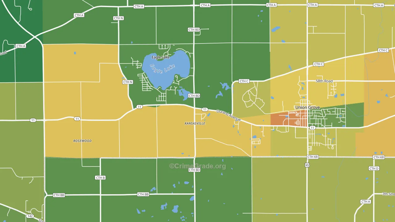 Kansasville, WI Map of Drug-Related Crime Rates