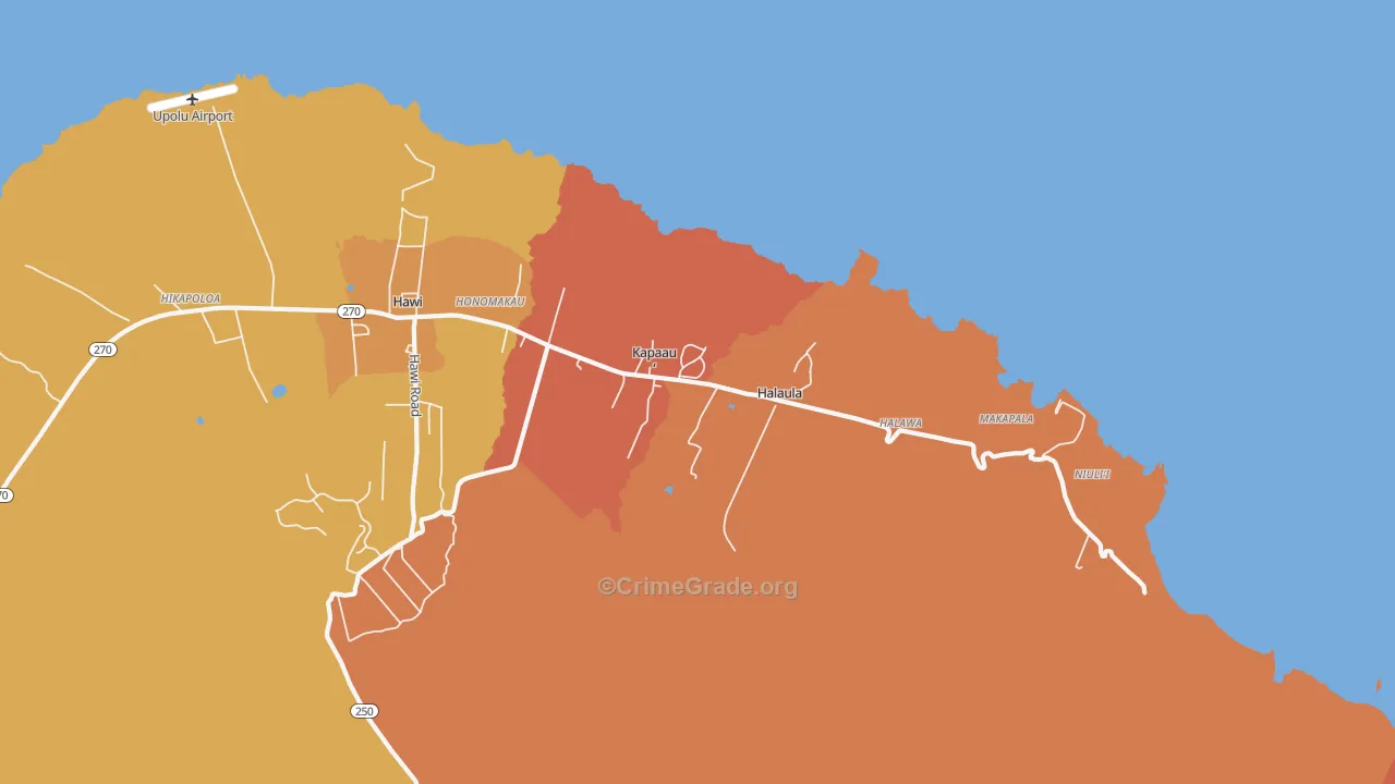 Kapaau, HI Map of Drug-Related Crime Rates