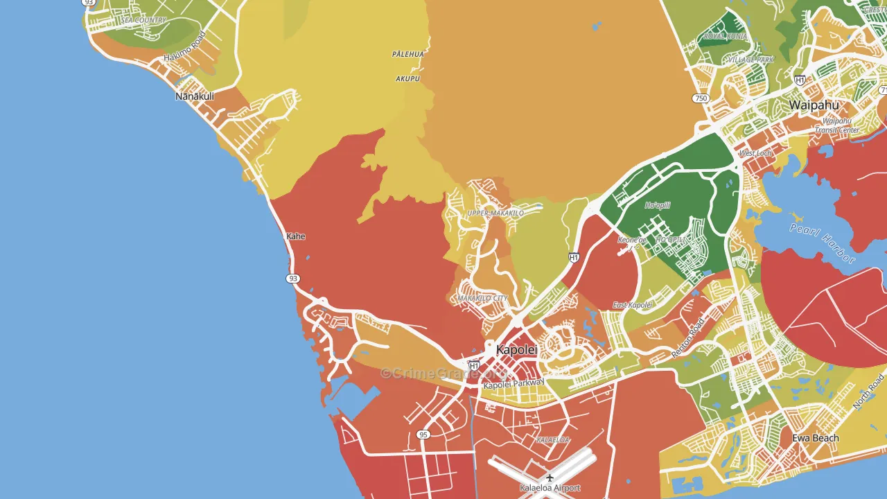 Kapolei, HI Map of Drug-Related Crime Rates