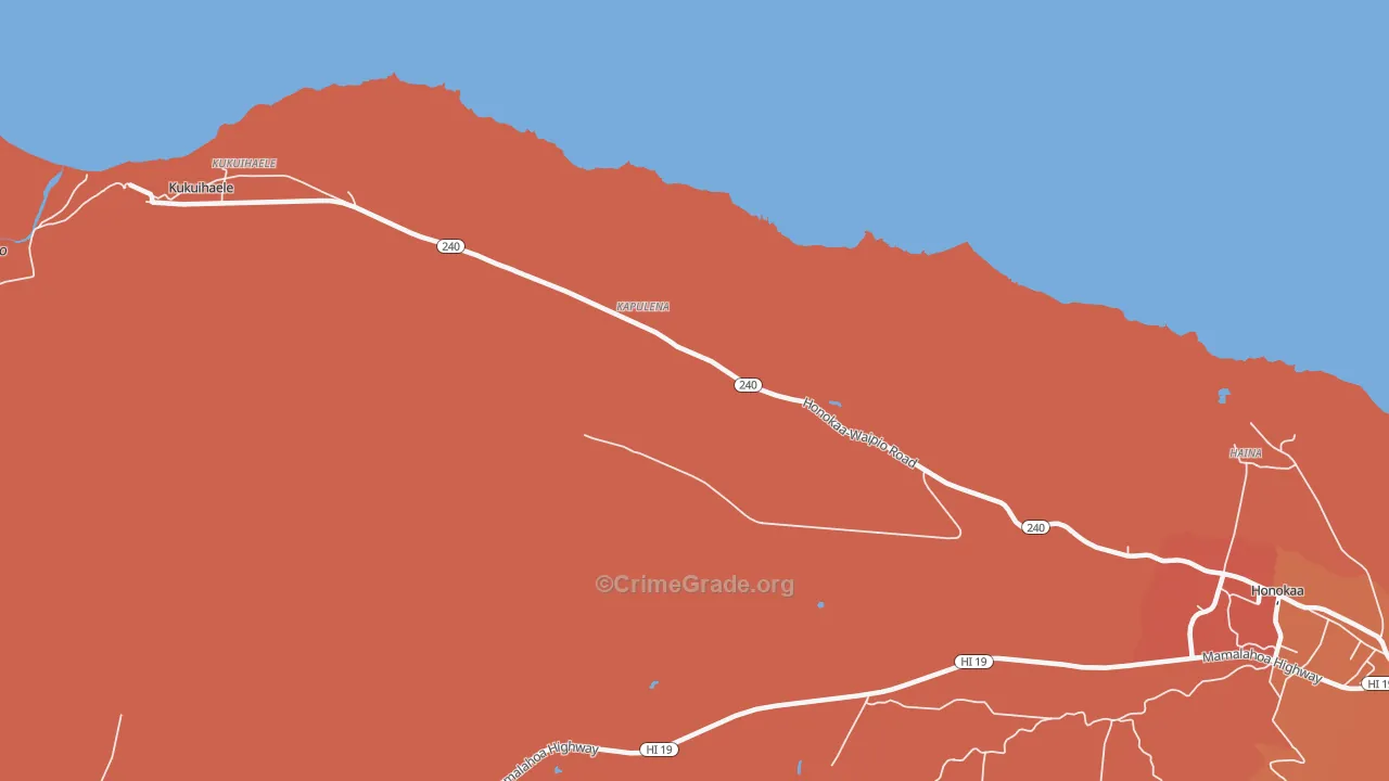Kapulena, HI Map of Drug-Related Crime Rates