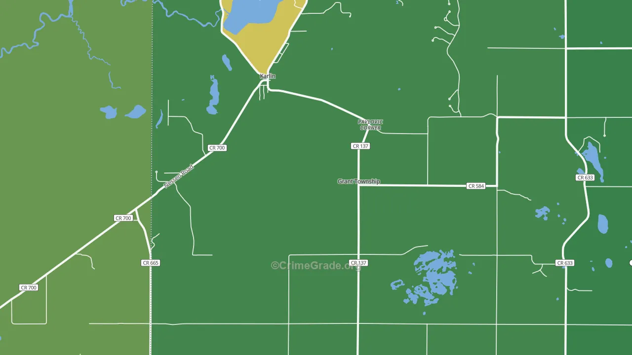 Karlin, MI Map of Drug-Related Crime Rates