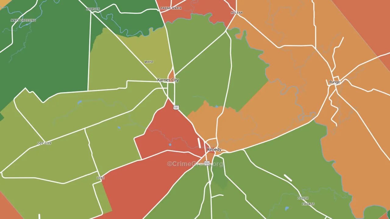 Karnes County, TX Map of Drug-Related Crime Rates