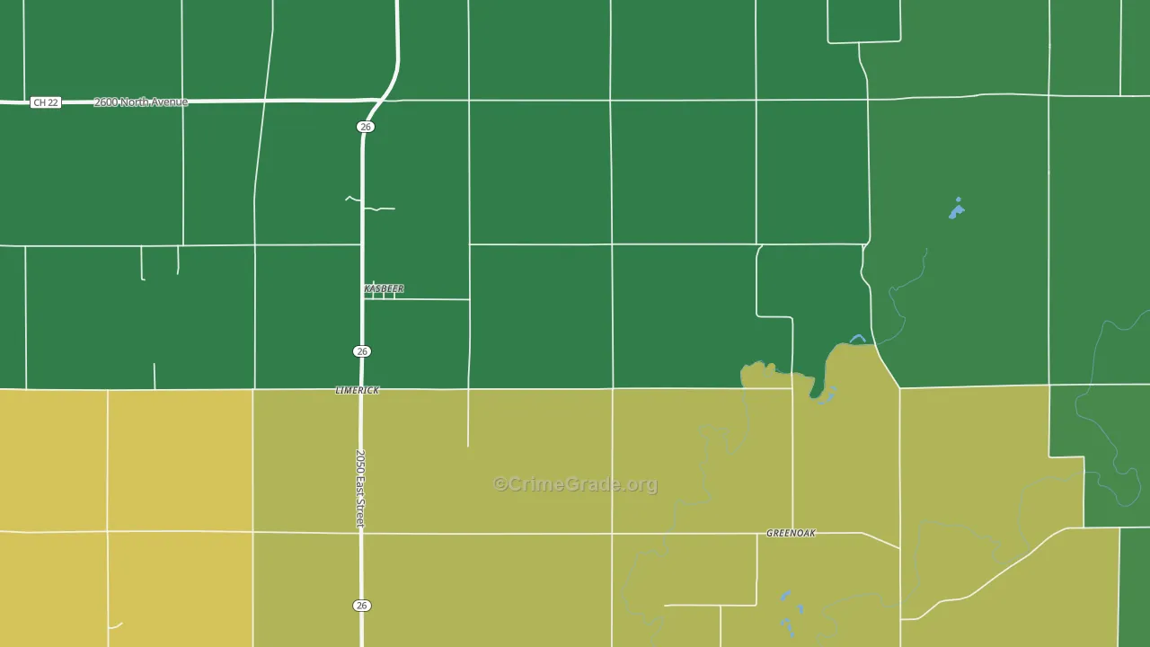 Kasbeer, IL Map of Drug-Related Crime Rates