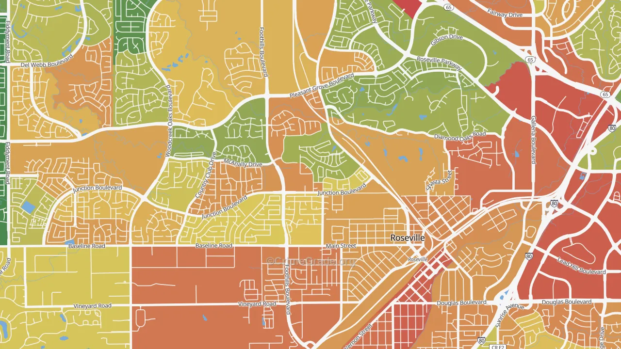 Kaseberg-Kingswood, Roseville, CA Map of Drug-Related Crime Rates