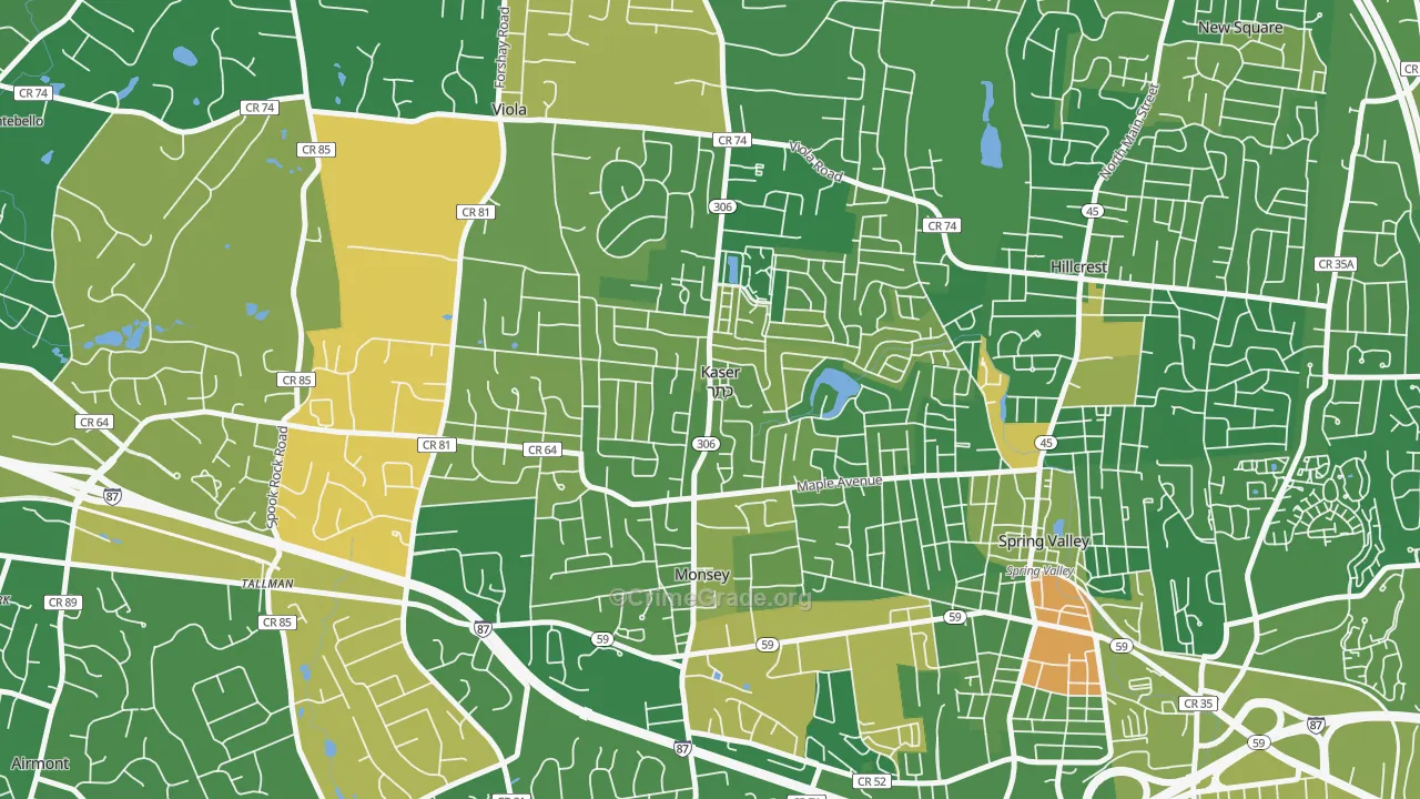 Kaser, NY Map of Drug-Related Crime Rates