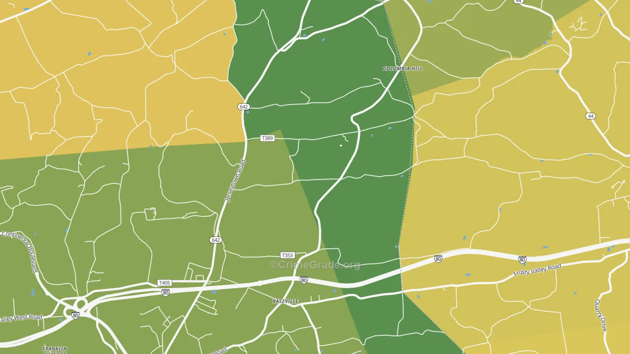 Kaseville, PA Map of Drug-Related Crime Rates