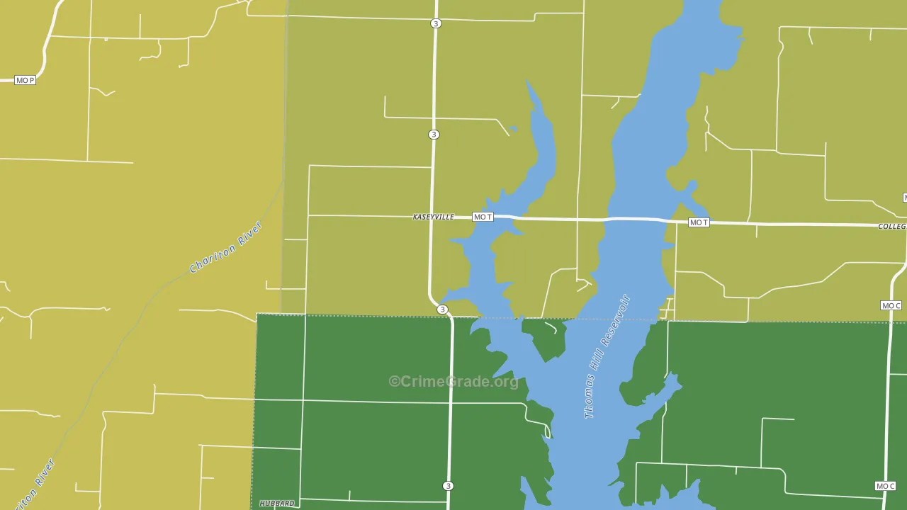 Kaseyville, MO Map of Drug-Related Crime Rates