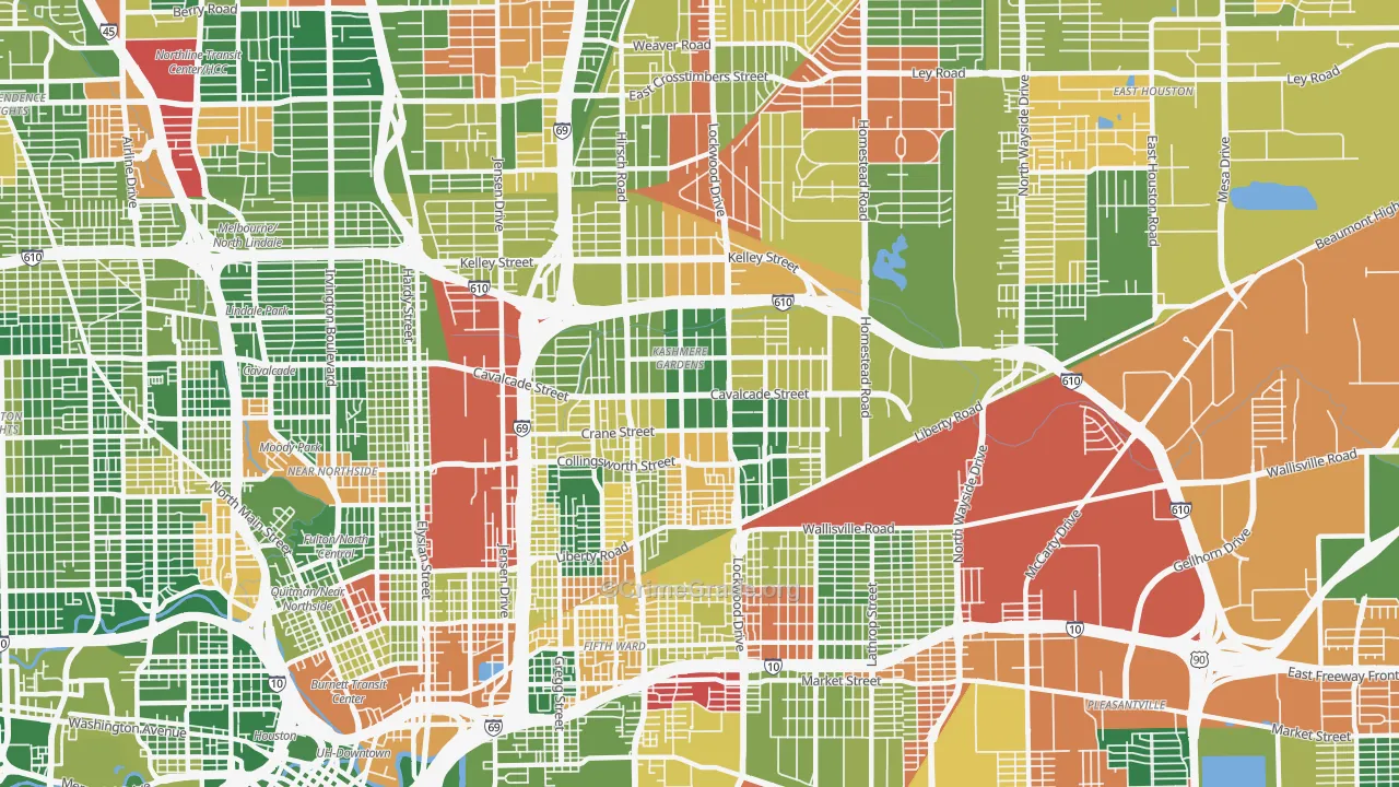 Kashmere Gardens, Houston, TX Map of Drug-Related Crime Rates
