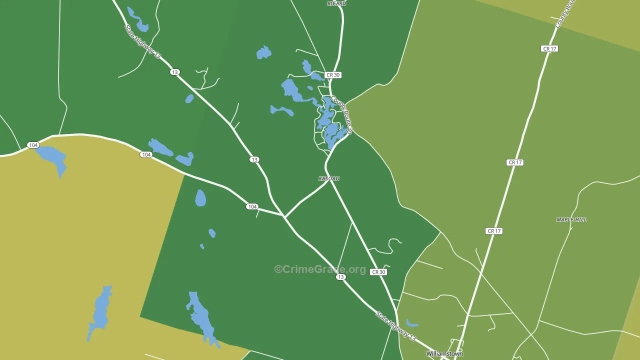 Kasoag, NY Map of Drug-Related Crime Rates
