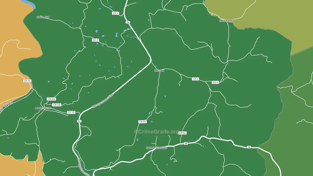 Kasson, WV Map of Drug-Related Crime Rates