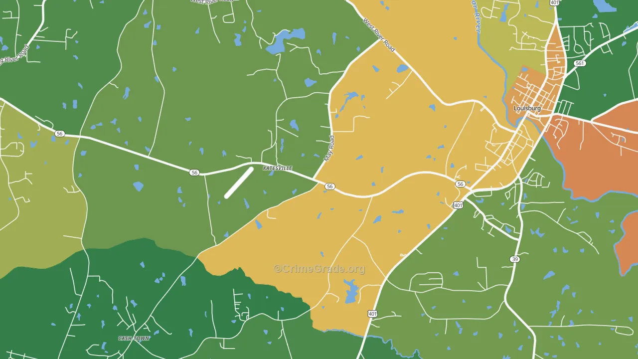 Katesville, NC Map of Drug-Related Crime Rates
