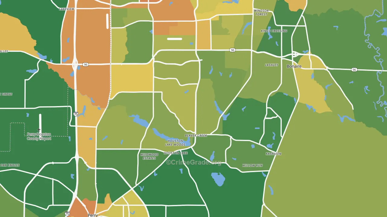 Kathleen, GA Map of Drug-Related Crime Rates