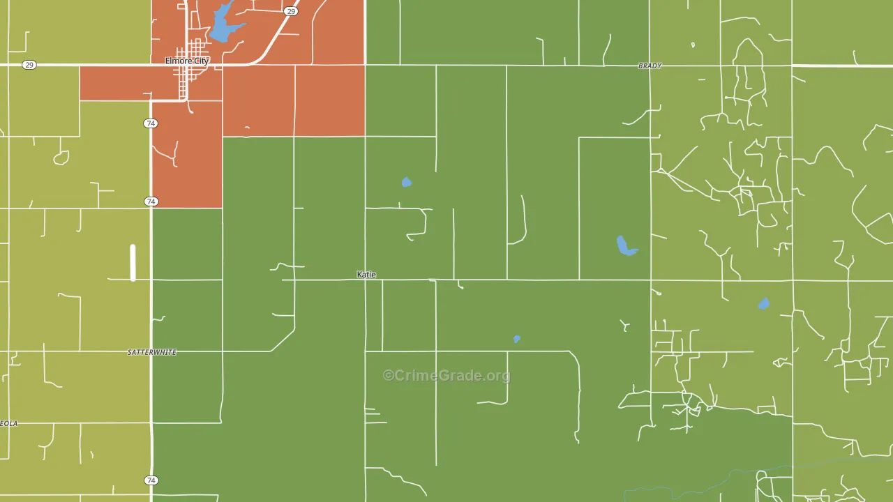Katie, OK Map of Drug-Related Crime Rates
