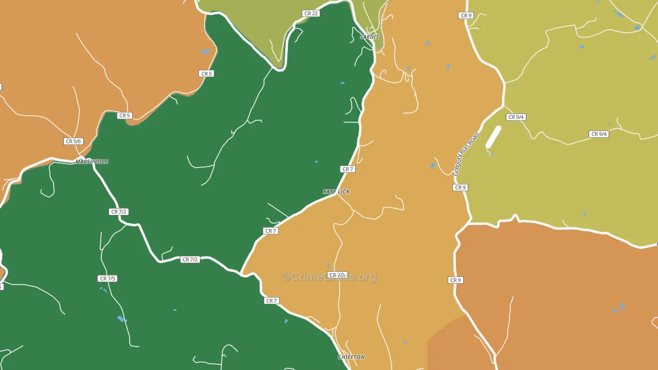 Katy Lick, WV Map of Drug-Related Crime Rates