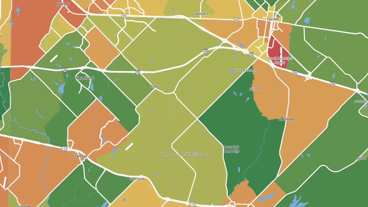 Kaufman County, TX Map of Drug-Related Crime Rates