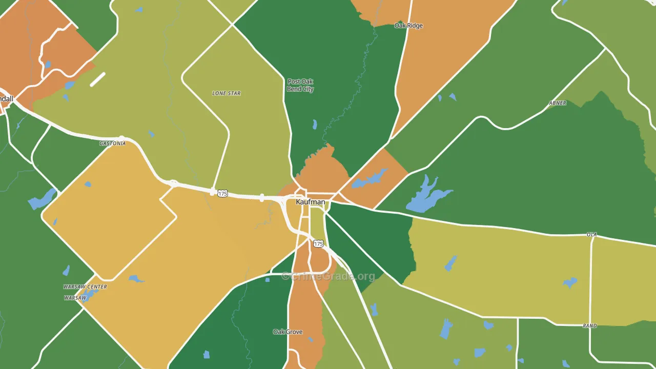 Kaufman, TX Map of Drug-Related Crime Rates