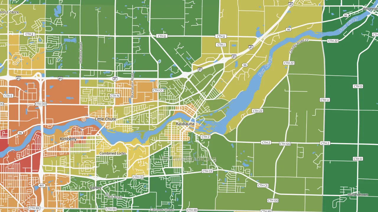 Kaukauna, WI Map of Drug-Related Crime Rates