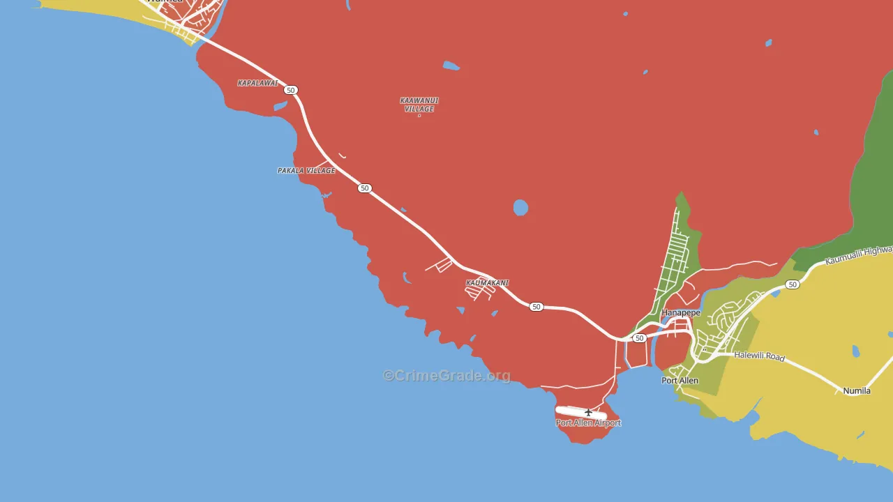 Kaumakani, HI Map of Drug-Related Crime Rates