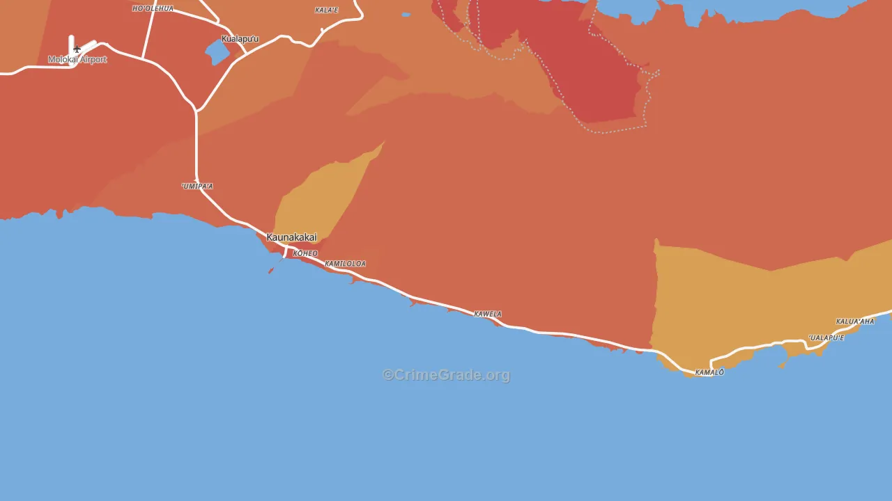Kaunakakai, HI Map of Drug-Related Crime Rates