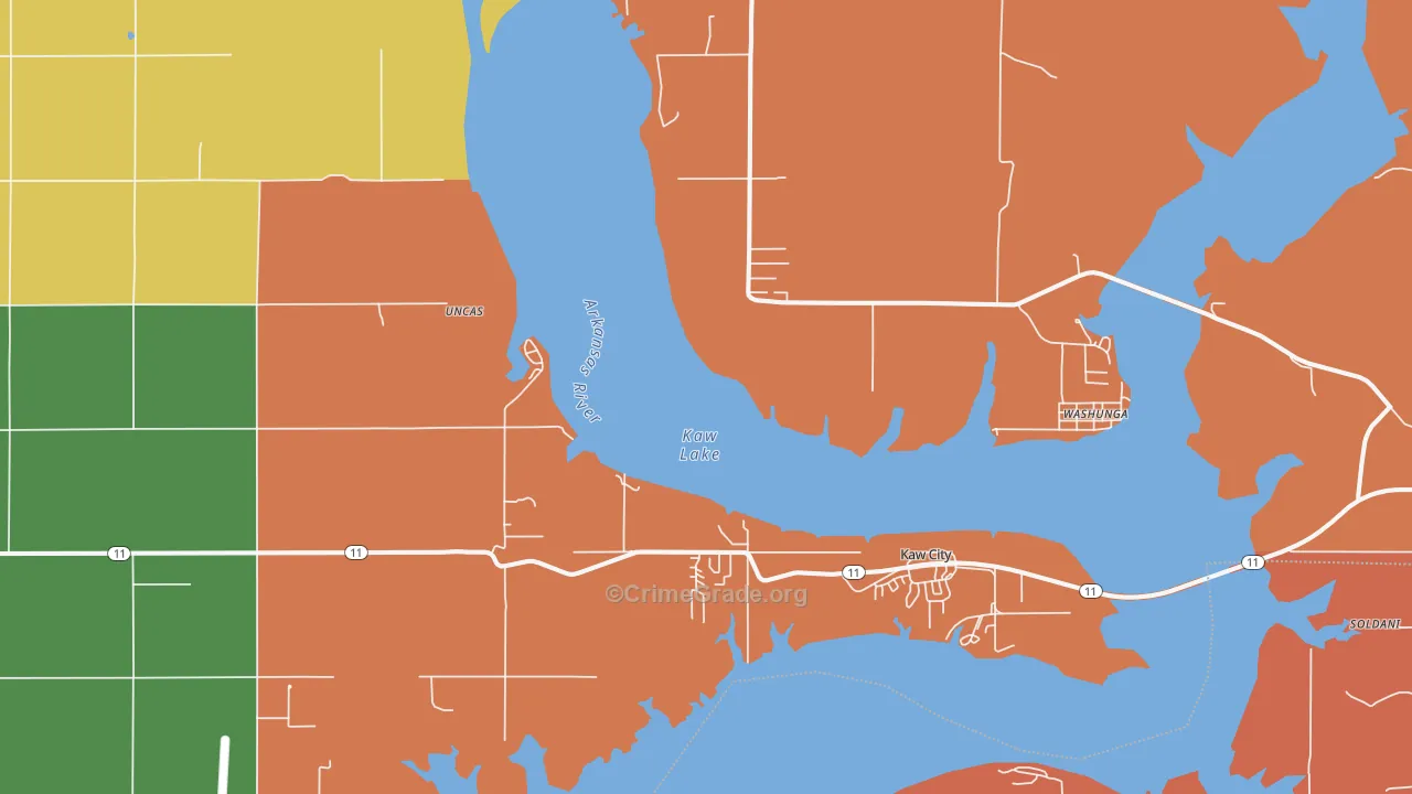 Kaw City, OK Map of Drug-Related Crime Rates