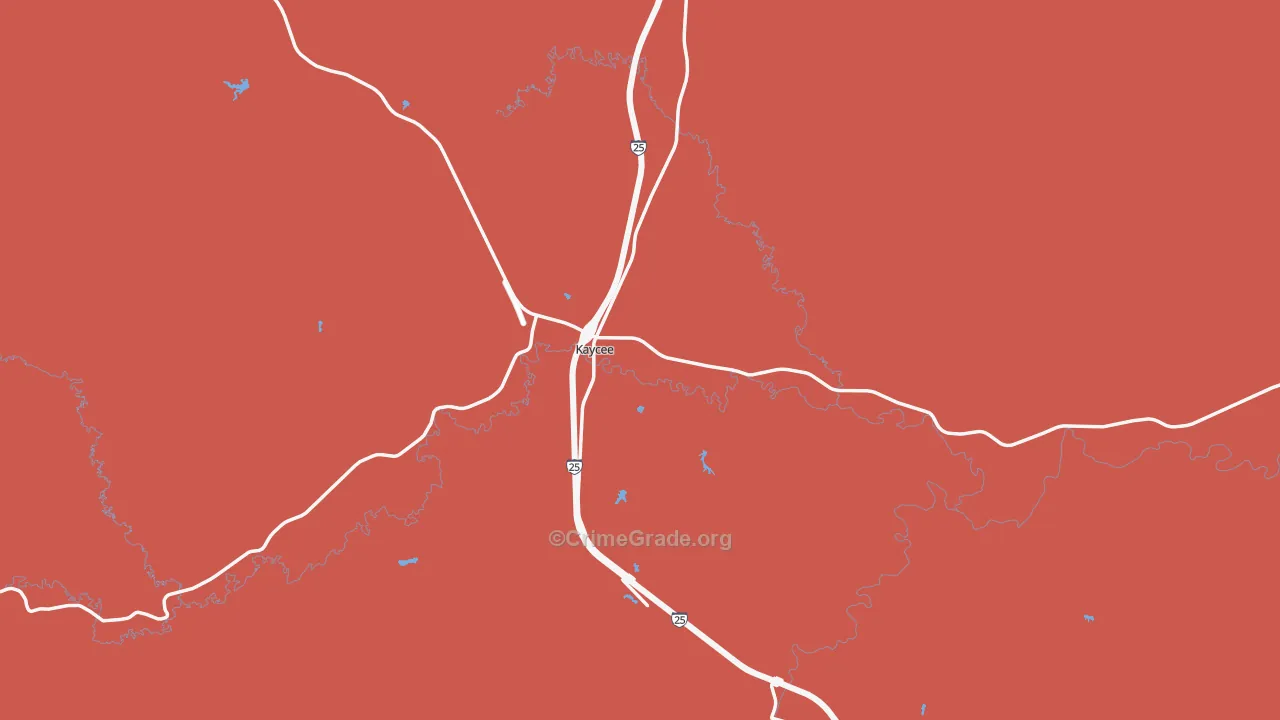 Kaycee, WY Map of Drug-Related Crime Rates