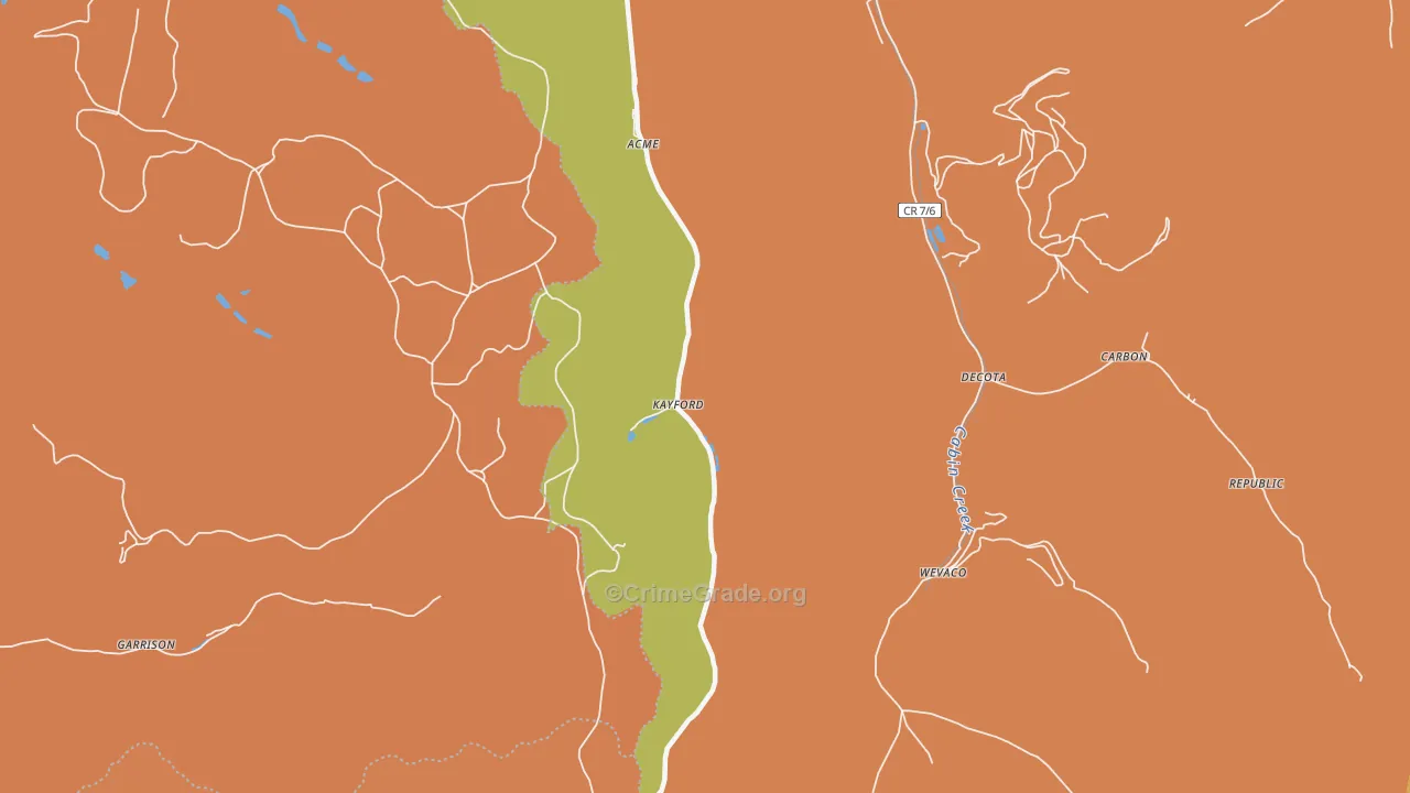 Kayford, WV Map of Drug-Related Crime Rates