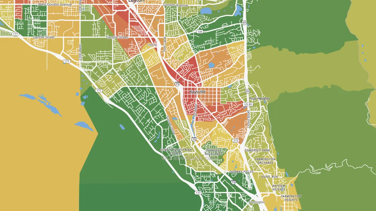 Kaysville, UT Map of Drug-Related Crime Rates