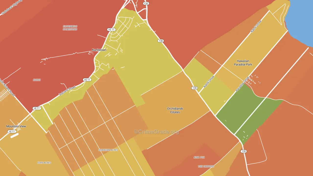 Keaau, HI Map of Drug-Related Crime Rates