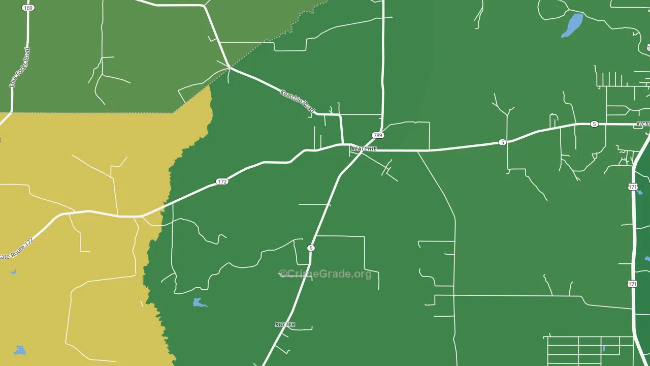 Keachi, LA Map of Drug-Related Crime Rates