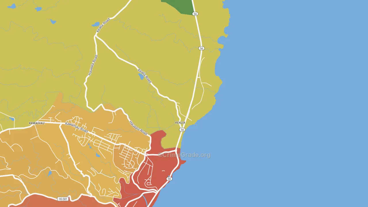 Kealia, HI Map of Drug-Related Crime Rates